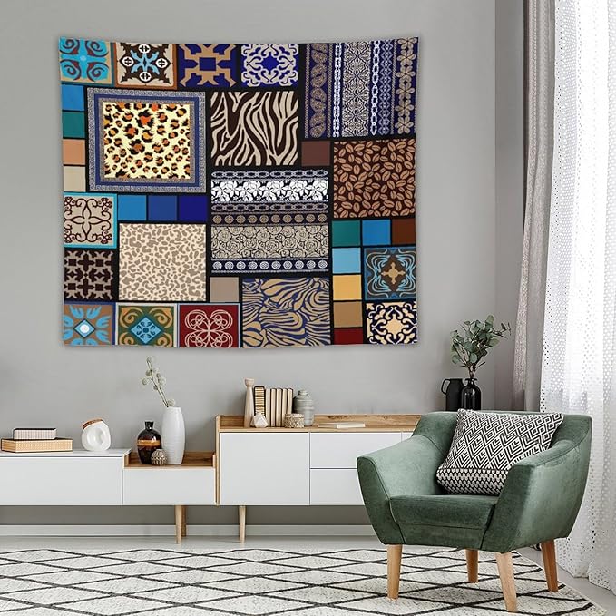 ZhiRain Boho Style Tapestry Wall Hanging Bohemian Ethnic Pattern Floral And Animal Skin Print Tapestries Home Decor for Living Room Bedroom Apartment Farmhouse Dorm 50"x60"