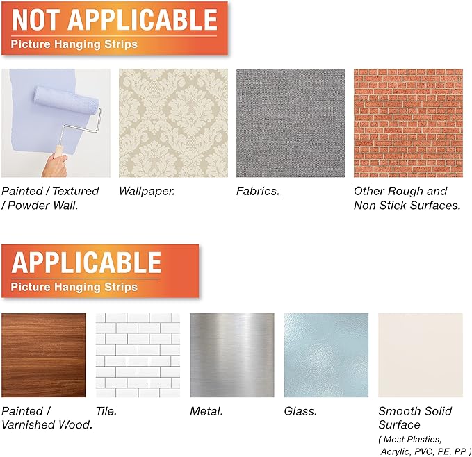 12-Pairs(24 Strips) Large Picture Hanging Strips, Removable Hook and Loop Strips Picture Hanger, Waterproof Damage Free Adhesive Strips for Frame Hanging, Heavy Duty