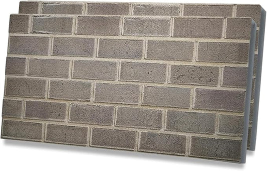 3D Faux Brick Wall Panels – Lightweight Styrofoam Cladding for Interior & Exterior Use | DIY Decorative Panels | 2 Pack (40"x20") | Ideal for Living Room, Kitchen, Outdoor Walls Silverstone