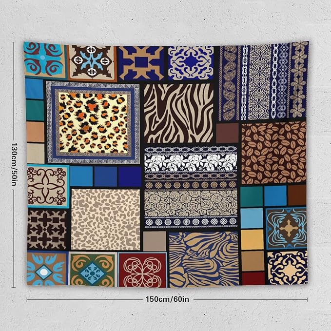 ZhiRain Boho Style Tapestry Wall Hanging Bohemian Ethnic Pattern Floral And Animal Skin Print Tapestries Home Decor for Living Room Bedroom Apartment Farmhouse Dorm 50"x60"
