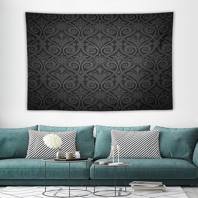 ZhiRain Damask Tapestry Wall Hanging Antique Baroque Pattern with Mild Ombre Shade Gothic Victorian Style Tapestries Home Decor for Living Room Bedroom Farmhouse Apartment Dorm 40"x60"