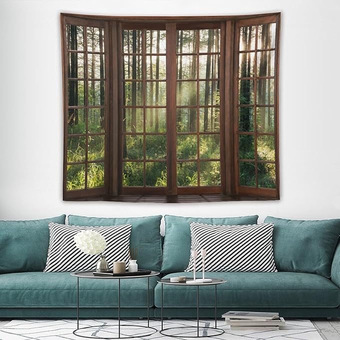 ZhiRain Forest Tree Landscape Tapestry Wall Hanging Nature Sunshine Tree Green Fresh Woodland Scenery Tapestries Home Decor for Living Room Bedroom Apartment Farmhouse Dorm 50"x60"