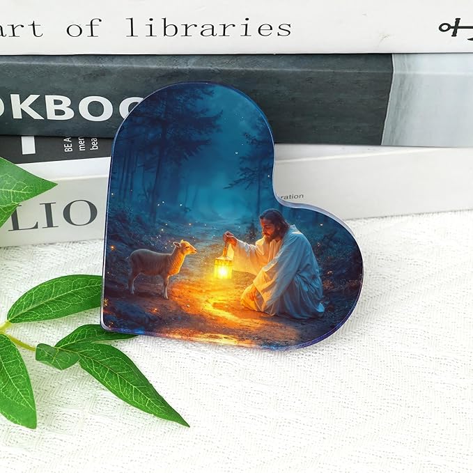 "Christian Appreciation Gifts For Women Plaque - Inspirational Jesus and Lamb Decor, Spiritual Gift for Women, Ideal for Birthdays, Baptism, or Home Decorations, Perfect for Mom, Sister, Friend, or Coworker, Religious Keepsake for Females" (4"x4")D-239