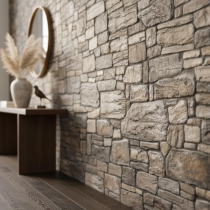 3D Faux Brick Wall Panels (2-Pack) - Easy DIY Install with Adhesive - Lightweight Styrofoam Stone Cladding for Interior & Exterior Slate - 40"x20"