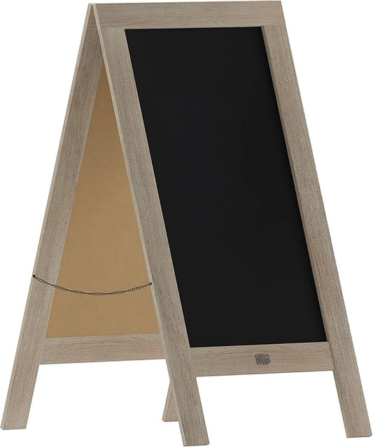 A Frame Chalkboard by HBCY Creations: 40x20 Solid Wood A-Frame Sign Light Wash Double-Sided Magnetic Board, Chalkboard Menu Board, for Restaurants, Cafés, Weddings - Heavy Duty Hinges