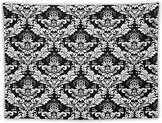 ZhiRain Damask Floral Tapestry Wall Hanging Gothic Vintage Retro Antique Baroque Classic Floral Pattern Tapestries Home Decor for Living Room Bedroom Farmhouse Apartment Dorm 30"x40"