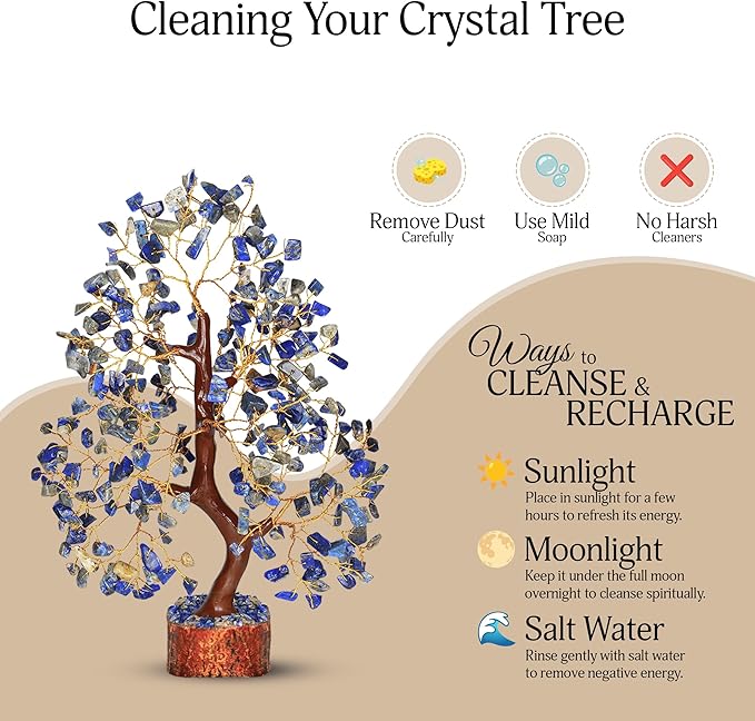 YATSKIA Lapis Lazuli Crystal Tree of Life - Healing Crystals and Stones - Crystals Decor - Crystal Gifts for Women - Good Luck Gifts