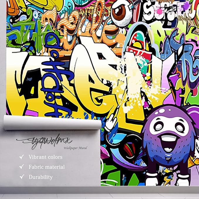 YQWDMX -Nursery Color Graffiti Abstract Letters Bedroom Wallpaper XT16 S 100" x 65"