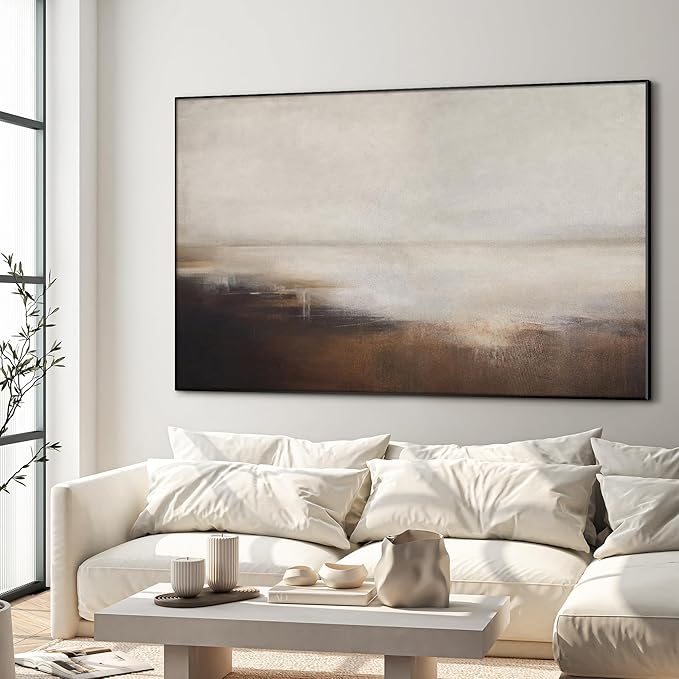 46"x72" XL Framed Wall Art - Decor Landscape Neutral Toned Horizon (Frame Assembly Required)