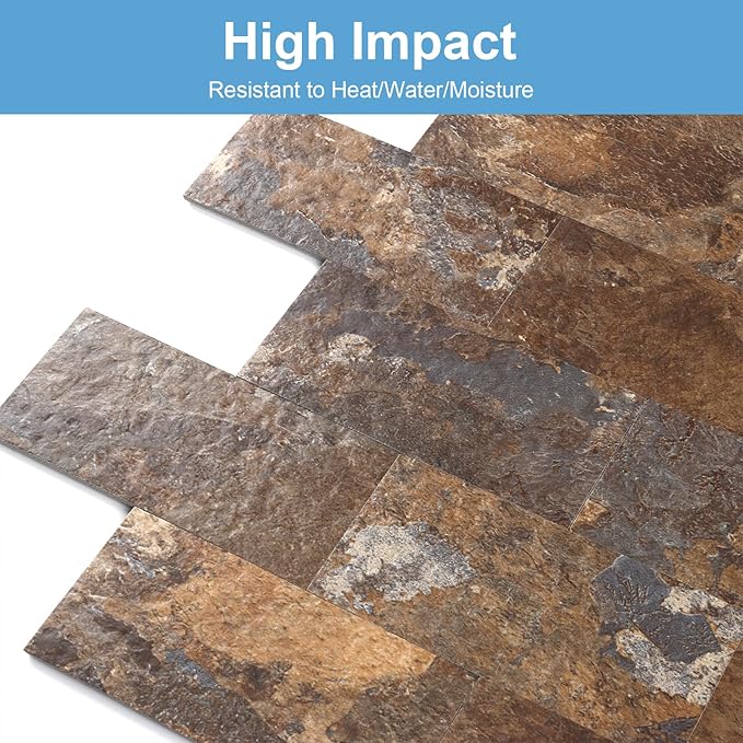 1-Pack Peel and Stick Tile Backsplash 12"X12" PVC Wall Tiles, Stick on Backsplash for Kitchen, Bathroom Tile, Fireplace Décor, Laundry Table, Stair Decals in Rustic