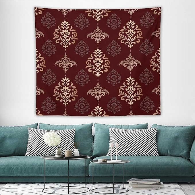 ZhiRain Vintage Damask Floral Tapestry Wall Hanging Oriental Antique Gothic Bohemia Floral Tapestries Home Decor for Living Room Bedroom Farmhouse Apartment Dorm 50"x60"