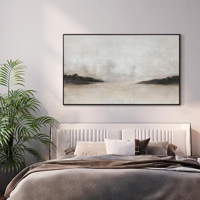 36"x60" XL Framed Wall Art - Misty Minimalist Nature Landscape (Frame Assembly Required)