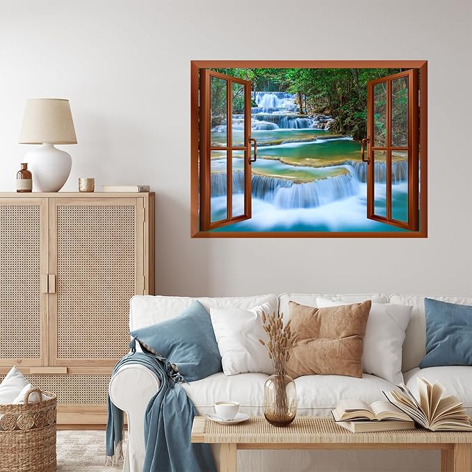 wall26 Cascading Waterfalls in Tropical Forest Removable Wall Sticker Wall Mural - 36"x48"