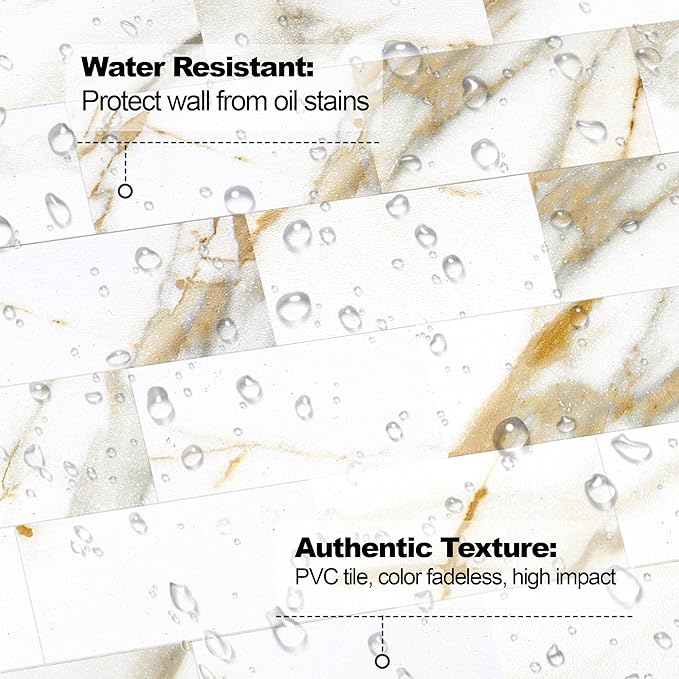 20-Pack Peel and Stick Tile Backsplash for Kitchen 12"X12" Thicker Wood Panel Stick on Backsplash for Bathroom Tile, Stair Decals, Laundry Table, Bedroom in Cala Golden