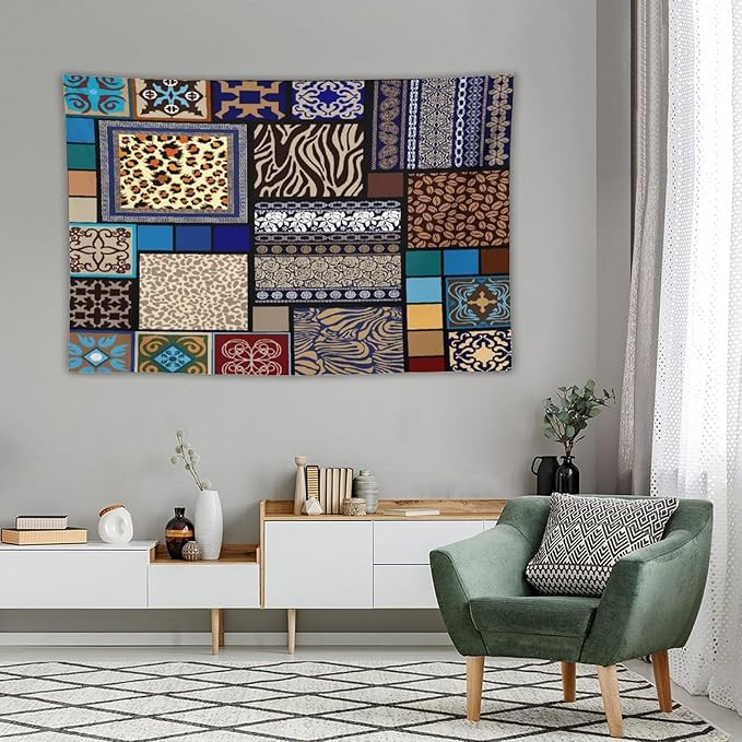 ZhiRain Boho Style Tapestry Wall Hanging Bohemian Ethnic Pattern Floral And Animal Skin Print Tapestries Home Decor for Living Room Bedroom Apartment Farmhouse Dorm 40"x60"