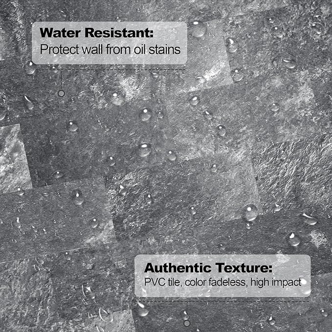 1-Pack Peel and Stick Tile Backsplash 12"X12" PVC Wall Tiles, Stick on Backsplash for Kitchen, Bathroom Tile, Fireplace Décor, Laundry Table, Stair Decals in Dark Rock