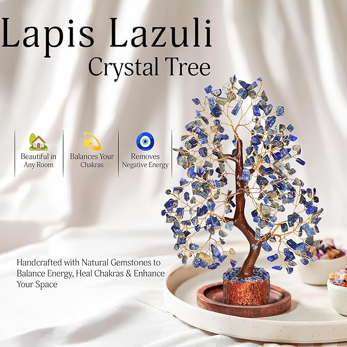 YATSKIA Lapis Lazuli Crystal Tree of Life - Healing Crystals and Stones - Crystals Decor - Crystal Gifts for Women - Good Luck Gifts