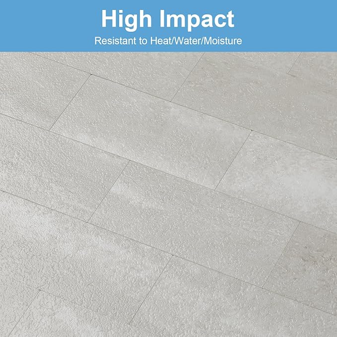 5-Pack Peel and Stick Tile Backsplash 12"X12" PVC Wall Tiles, Stick on Backsplash for Kitchen, Bathroom Tile, Fireplace Décor, Laundry Table, Stair Decals in Dolomite