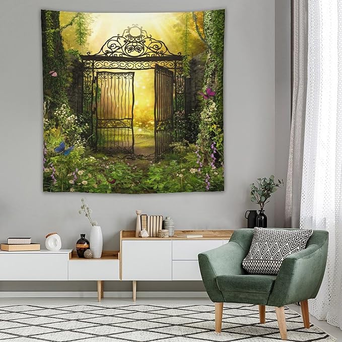 ZhiRain Fantasy Tapestry Wall Hanging Gothic Gate Fantasy Forest Magic Dreamland Fairy Landscape Pattern Tapestries Home Decor for Living Room Bedroom Apartment Farmhouse Dorm 60"x60"