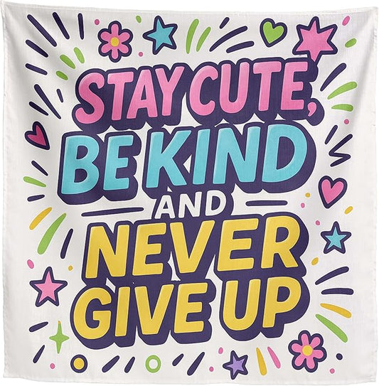 Xolytar Preppy Y2K Tapestry Stay Cute Be Kind - Funky Colorful Doodle Aesthetic, Cute Motivational Quote Wall Art for Teen Girls Bedroom, Indie Kid Dorm Decor (50x60)