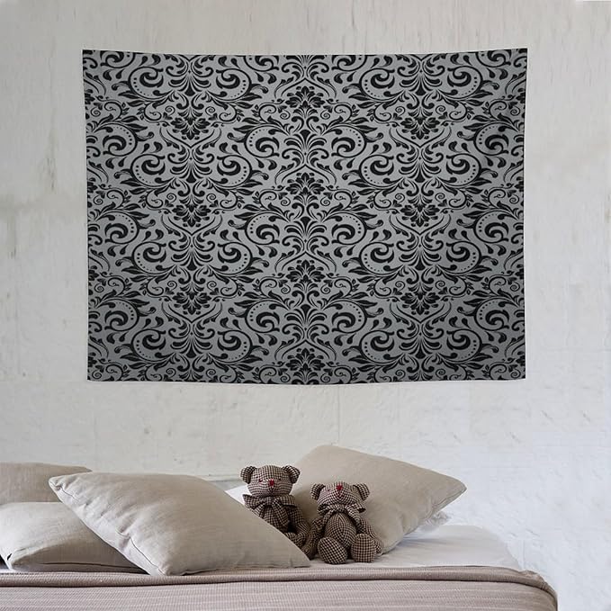 ZhiRain Damask Floral Tapestry Wall Hanging Vintage Classic Flower Pattern Tapestries Home Decor for Living Room Bedroom Farmhouse Apartment Dorm 30"x40"