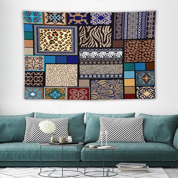 ZhiRain Boho Style Tapestry Wall Hanging Bohemian Ethnic Pattern Floral And Animal Skin Print Tapestries Home Decor for Living Room Bedroom Apartment Farmhouse Dorm 60"x90"