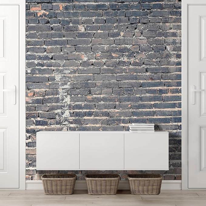 wall26 - Dark Brick Background - Removable Wall Mural Self-Adhesive Large Wallpaper - 96x48 inches