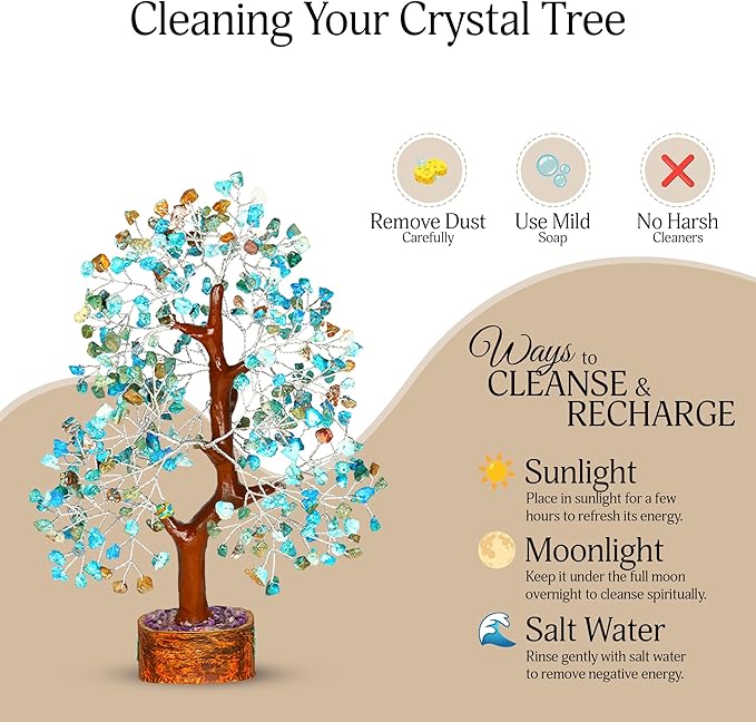 YATSKIA Turquoise Crystal Tree - Gemstone Tree - Tree of Life - Crystal Home Decor - Good Luck Charms - Spiritual Gifts for Women - Gemstones and Crystals - Chakra Stones - Meditation Decor