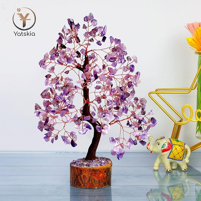 YATSKIA Amethyst Crystal Tree Stones and Crystals Tree of Life, Crystal Home Decor, Good Luck Gifts, Spiritual Gifts for Women