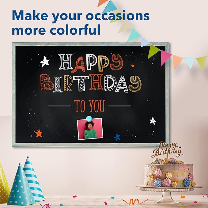 24 x 36 Magnetic Chalkboard Blackboard - Large Hanging Framed Wall Chalk Board w/Wooden Frame - Rustic 2x3 Wall Black Board to Use at Home and Office - Includes Magnets (Dusty Blue)…