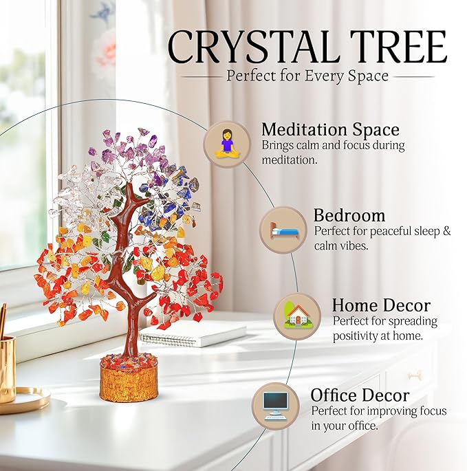 YATSKIA 7 Chakra Crystal Tree of Life, Gemstones and Crystals, Crystals Home Office Decor, Birthday Gifts for Women