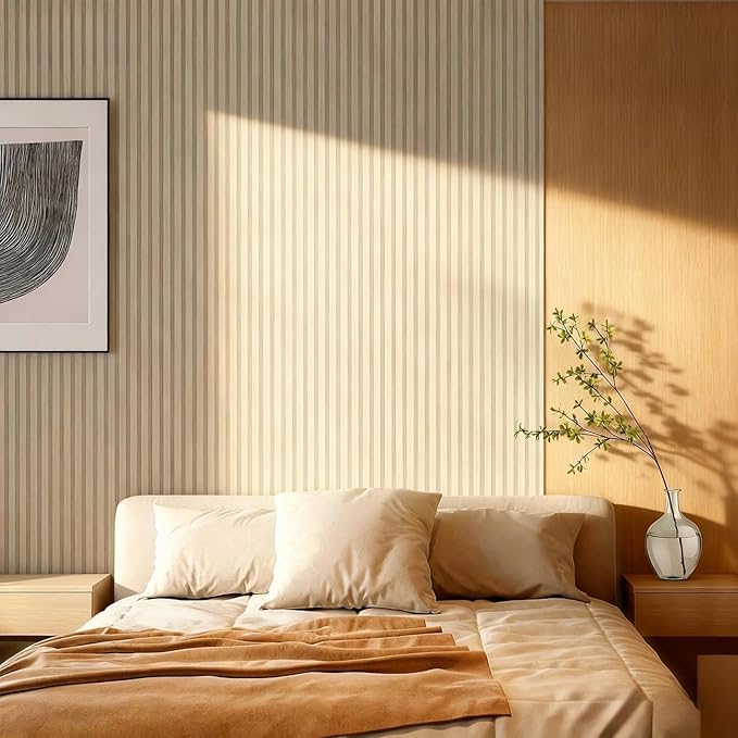 18Pack WPC Wainscoting Panels, 48.2 x 6.2 Inches 3D Accent Wall Panels for Interior Wall Decor, Fluted Wood Paneling for Living Room, TV Background, Office, Bedroom(Oak)