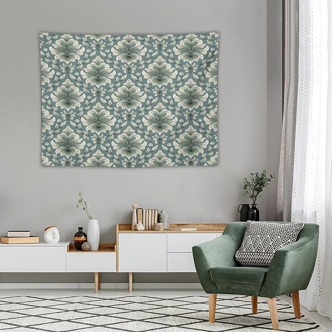 ZhiRain Retro Damask Tapestry Wall Hanging Gothic Vintage Baroque Classic Pattern Tapestries Home Decor for Living Room Bedroom Farmhouse Apartment Dorm 30"x40"