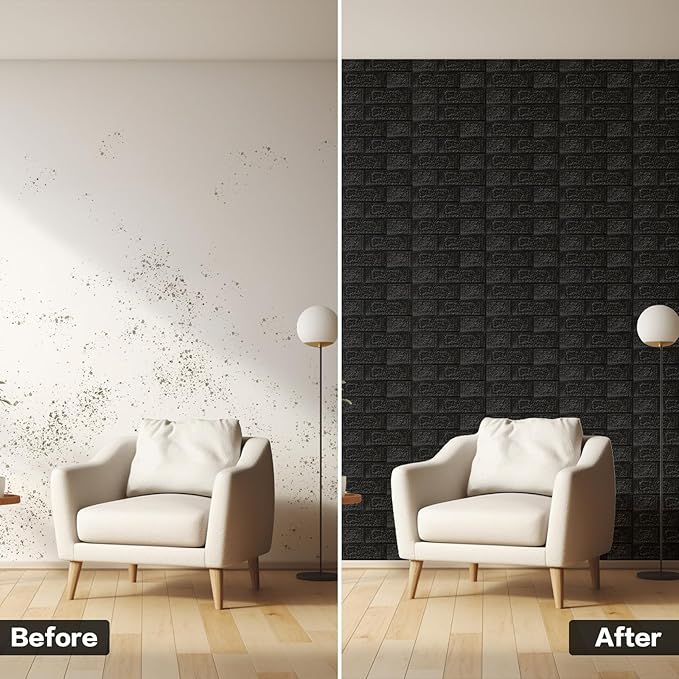 10PCS 3D Wall Panels Peel and Stick Foam, Self-Adhesive Decorative 3D Brick Wallpaper Wall Covering, Faux Stone Wall Panel Foam Brick for Living Room, Kitchen, Bathroom