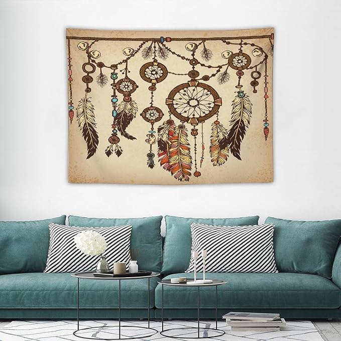 ZhiRain Retro Rustic Dream Catcher Tapestry Wall Hanging Boho Native Dreamcatcher Hippie Feather Tapestries Home Decor for Living Room Bedroom Apartment Farmhouse Dorm 30"x40"