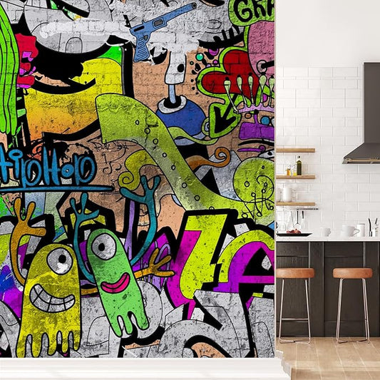 wall26 Colorful Graffiti Large Wall Mural, Removable Peel and Stick Wallpaper, Home Decor - 132x96 inches