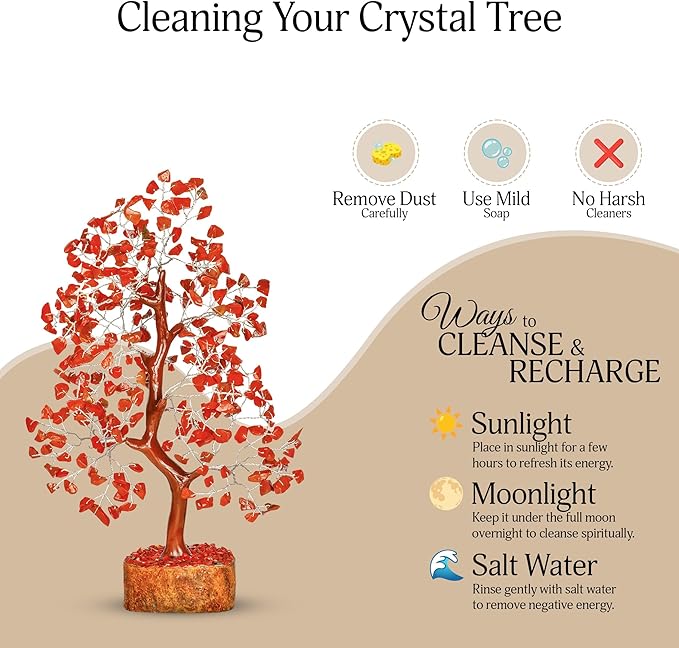 YATSKIA Red Jasper Crystal Tree of Life - Crystals and Stones - Home Office Decor - Desk Accessories - Bonsai Tree - Gemstones and Crystals