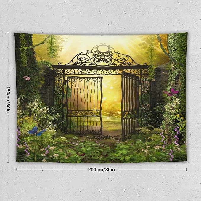 ZhiRain Fantasy Tapestry Wall Hanging Gothic Gate Fantasy Forest Magic Dreamland Fairy Landscape Pattern Tapestries Home Decor for Living Room Bedroom Apartment Farmhouse Dorm 60"x80"