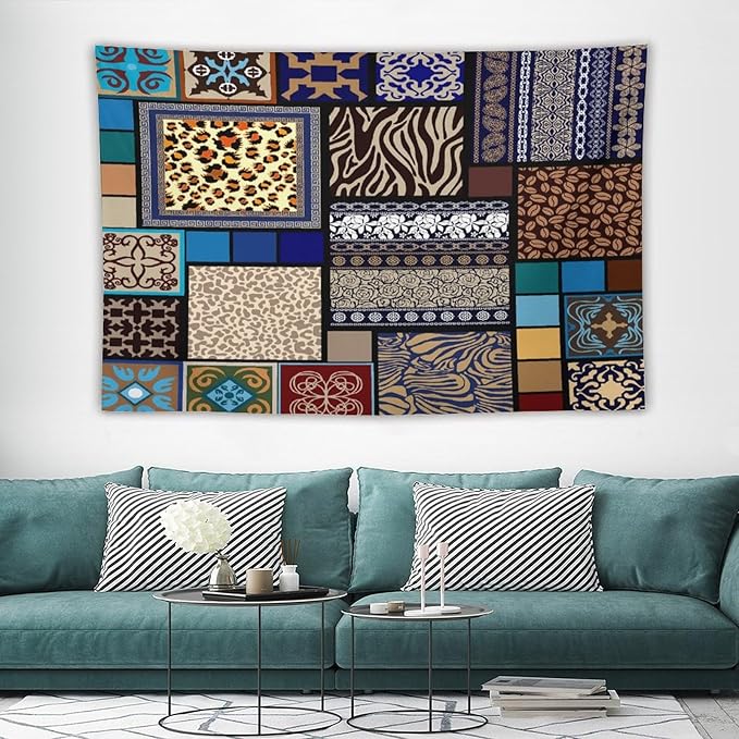 ZhiRain Boho Style Tapestry Wall Hanging Bohemian Ethnic Pattern Floral And Animal Skin Print Tapestries Home Decor for Living Room Bedroom Apartment Farmhouse Dorm 40"x60"