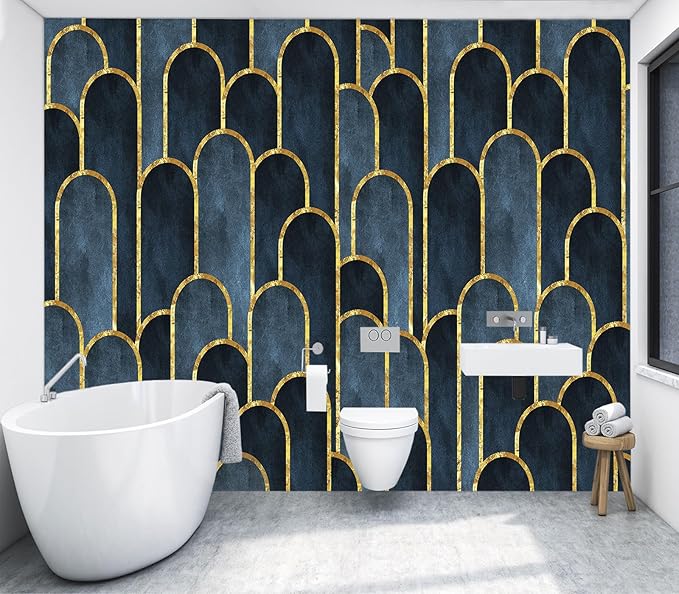 XMPMBM M08S Peel and Stick Marble Wallpaper Gold Geometrical Textured Abstraction Dark line Background Bedroom Bathroom Textured Wall Mural- 80"x58"（32 Square Foot）