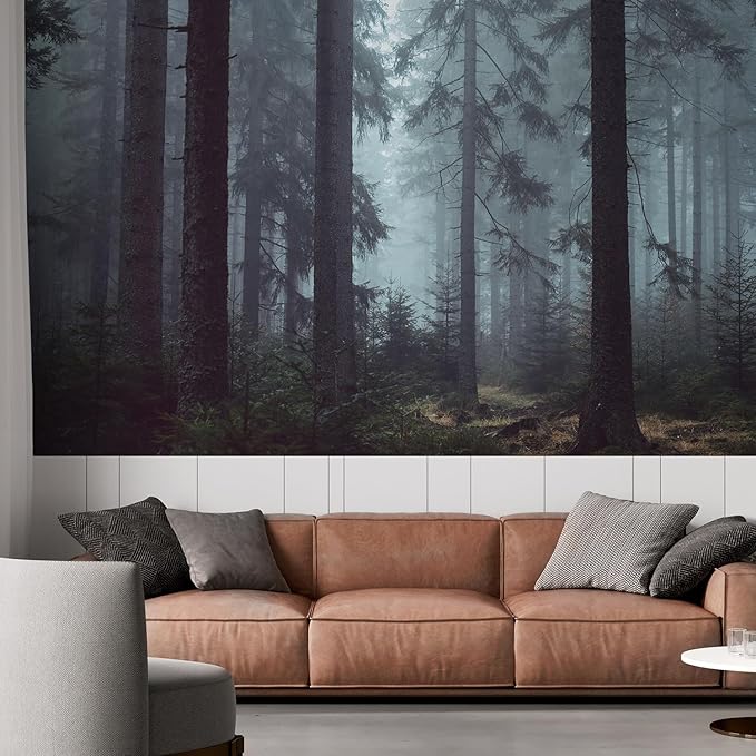 wall26 Foggy Pin Forest Removable Wall Mural | Self-Adhesive Large Wallpaper - 48x72 inches