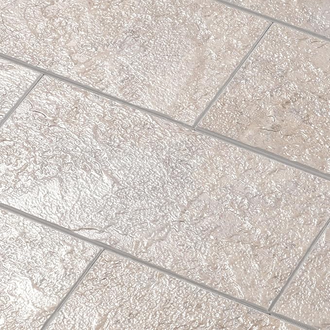 Yipscazo 100 Pieces Peel and Stick backsplash 3 x 6 Inches 3D PVC Composite Wall Tile Stick on Backsplash Tile for Kitchen Bathroom, Laundry Room, Fireplace in Beige Stone Texture
