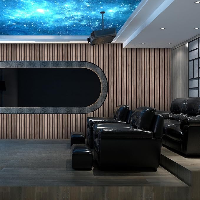 YLL YLL Wood Wall Panels Acoustic Wall Panels for Interior Wall Decoration Two 94.68" x 12.79" Wood Slat Paneling 3D soundproof Wall Panels Natural Walnut