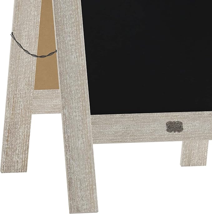 A Frame Chalkboard with Chalk Markers by HBCY Creations: 40x20 Solid Wood A-Frame Sign Lightwash Double-Sided Magentic Menu Board, Deluxe Set Includes 8 Chalk Markers, 10 Stencils, 2 Magnets