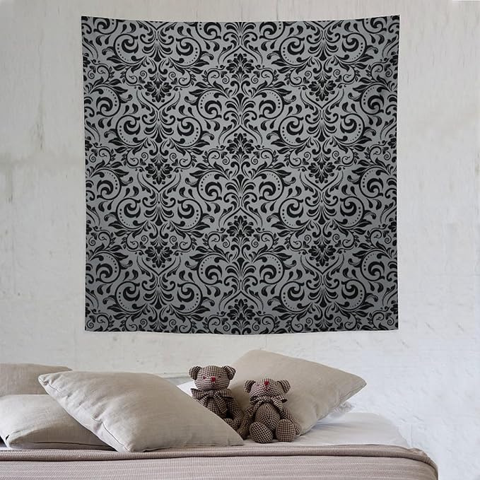 ZhiRain Damask Floral Tapestry Wall Hanging Vintage Classic Flower Pattern Tapestries Home Decor for Living Room Bedroom Farmhouse Apartment Dorm 60"x60"