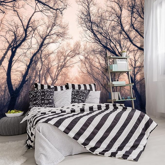 YIHWM -Foggy Forest Landscapes Fabric Wallpaper Living Room Bedroom Bathroom Mountain Wall Mural- 183"x120"（ not Peel and Stick）