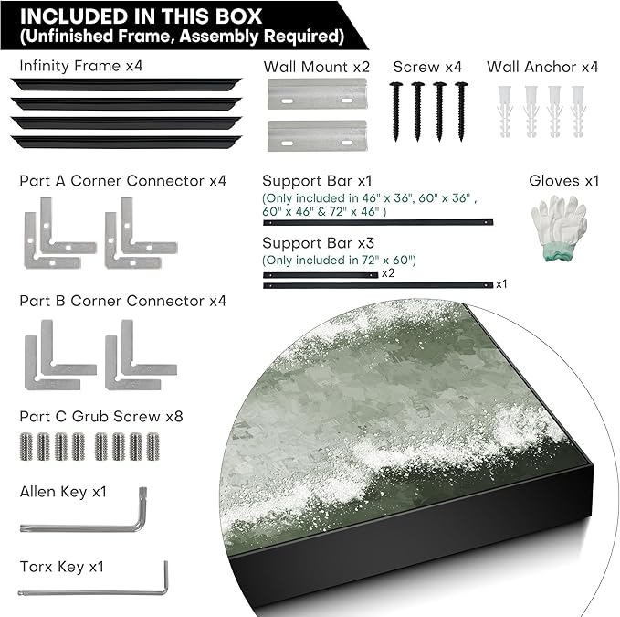 36"x46" XL Framed Wall Art - Modern Aesthetics Green Waves (Frame Assembly Required)