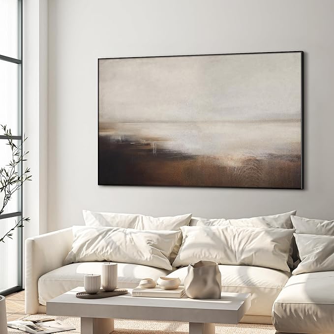 36"x60" XL Framed Wall Art - Decor Landscape Neutral Toned Horizon (Frame Assembly Required)