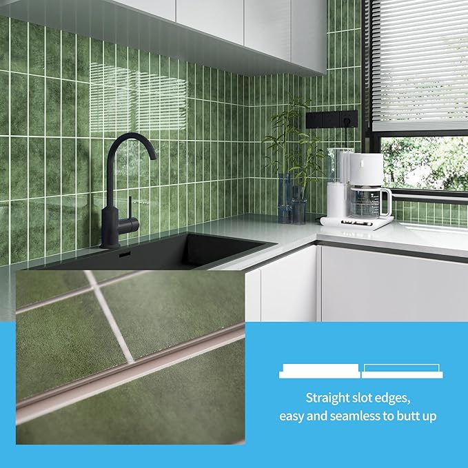 Art3d 10-Sheet Faux Marble Peel and Stick Backsplash Tile for Kitchen Wall Bathroom Countertops, 11.4 inch x 9.1 inch Stick-on Glazed-Ceramic Finish Resist to Water, Heat and Scratches, Green