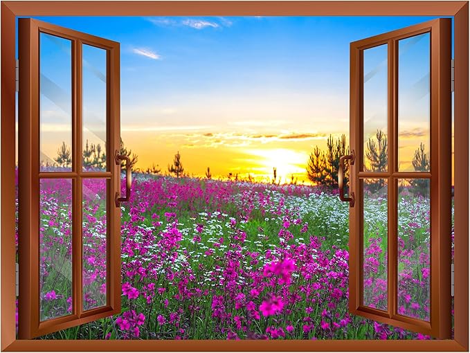 wall26 Beautiful Summer Sunrise Over a Blossoming Meadow Removable Wall Sticker/Wall Mural - 24"x32"